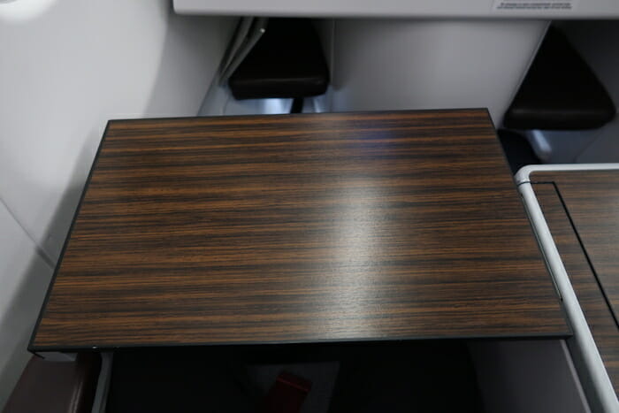 a table in an airplane