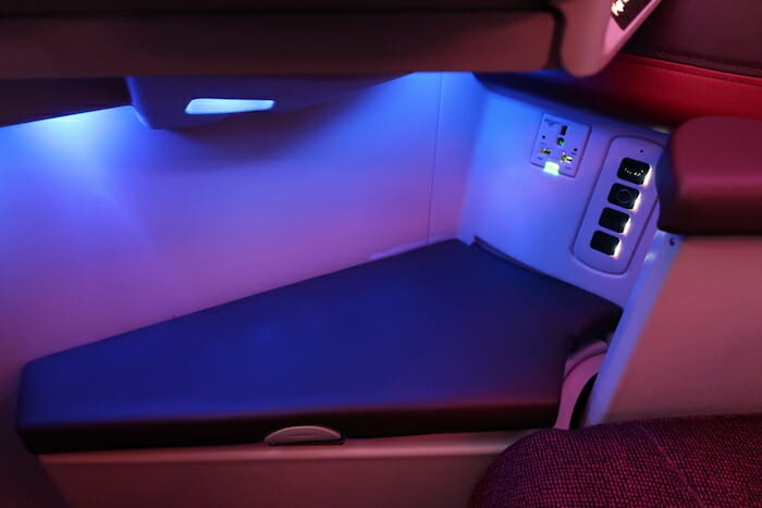 a seat with a blue light