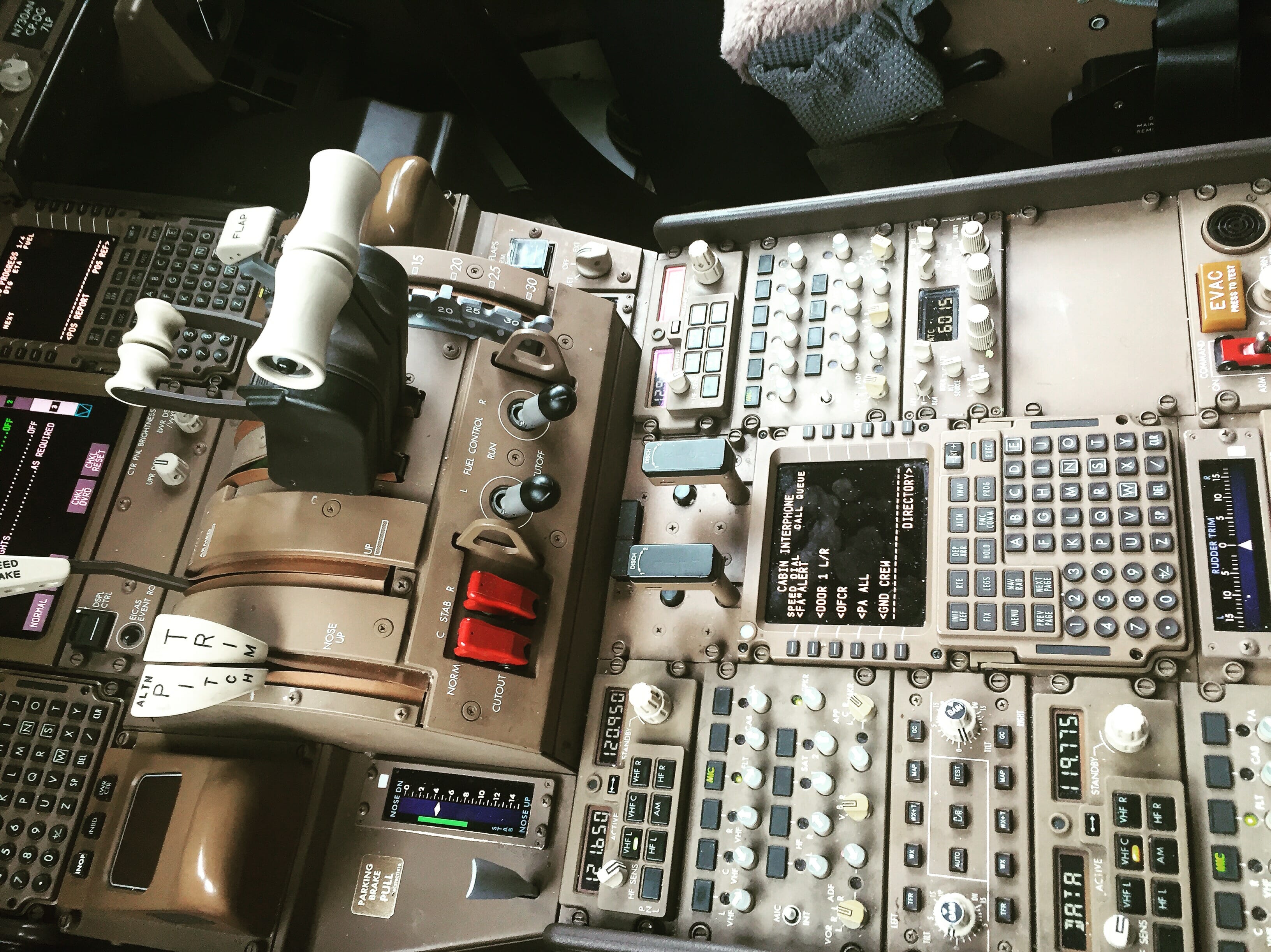 a control panel of an airplane