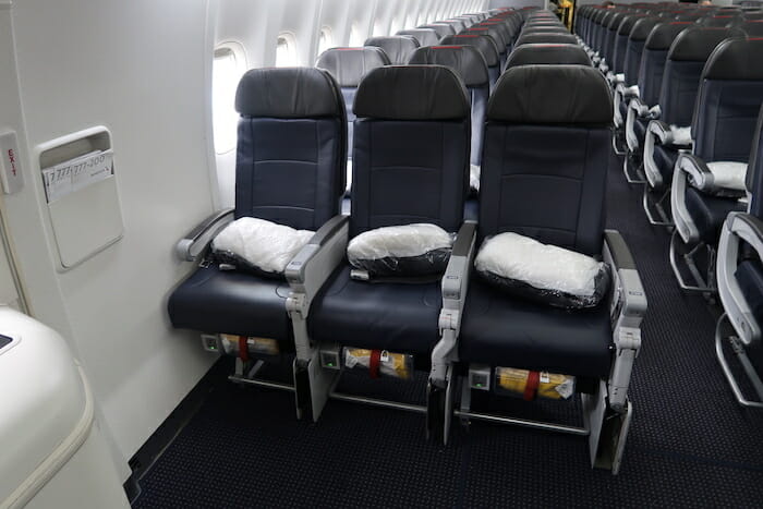 a row of seats in an airplane