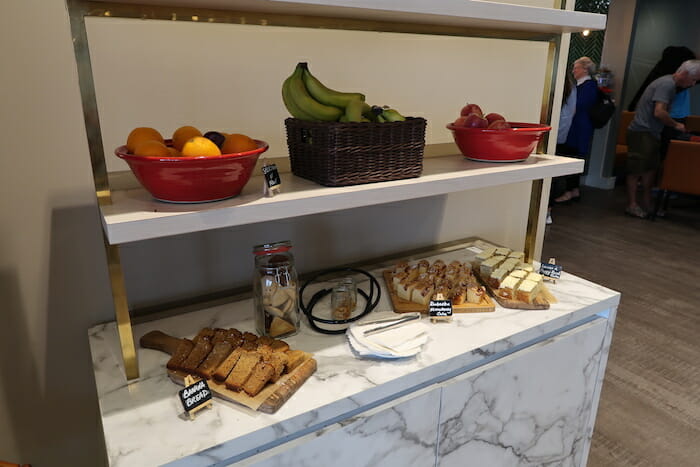 a shelf with food on it