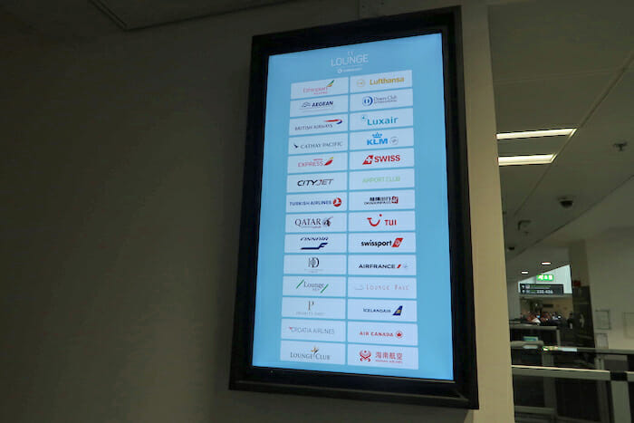 a screen with company names on it