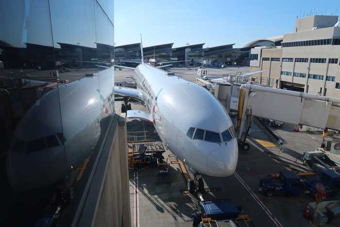 an airplane parked at an airport