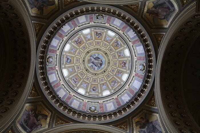 a ceiling with a painting on it