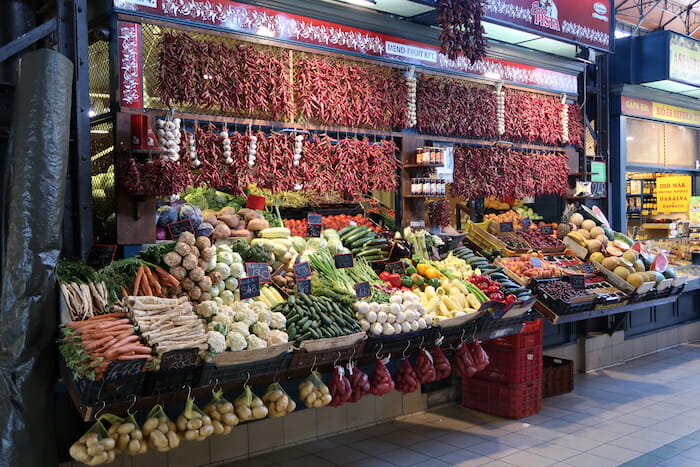 a market with lots of vegetables