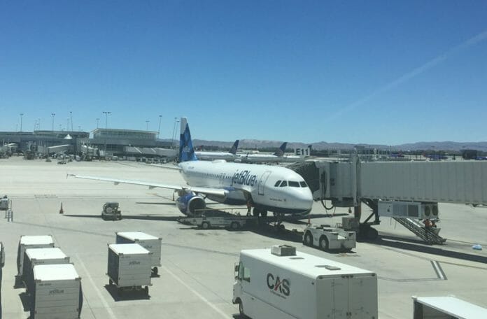 an airplane parked at an airport
