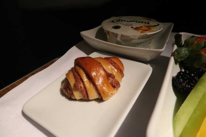 a plate of food on a tray