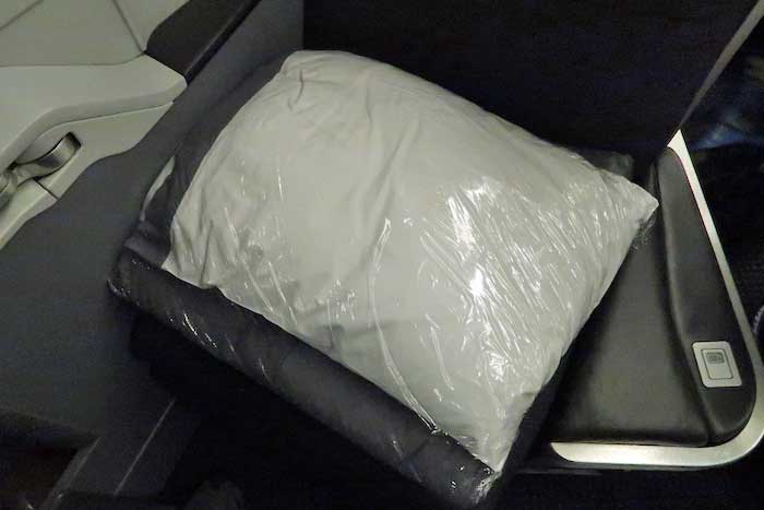 a pillow in a plastic wrap