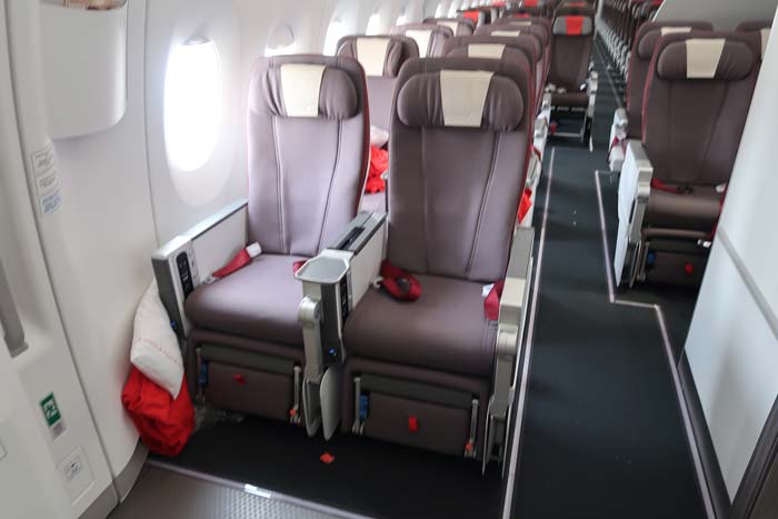 a row of seats in an airplane