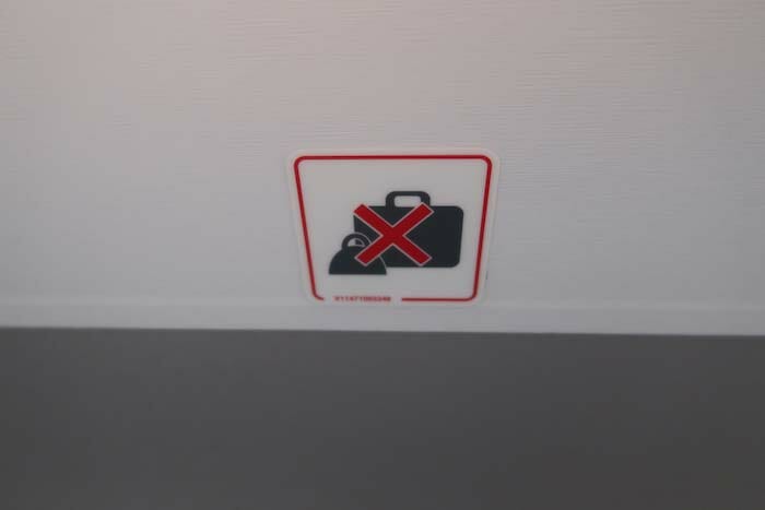 a sign on the ceiling