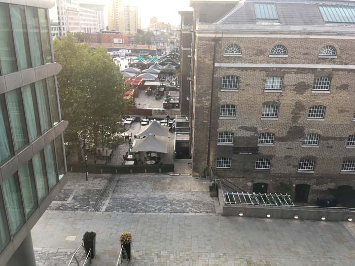 a view of a street from a building