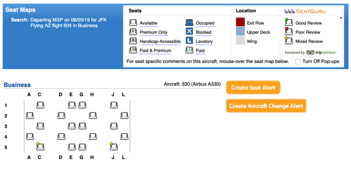 Alitalia Flight 604 Seating Chart