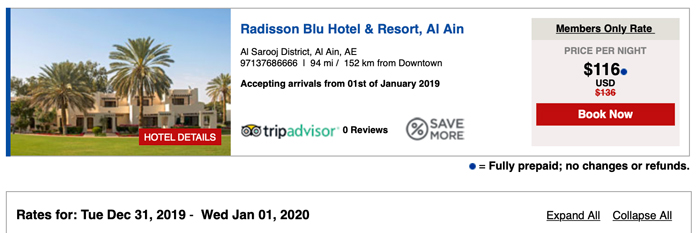 a screenshot of a hotel ticket