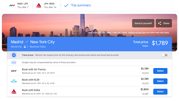a screenshot of a travel application
