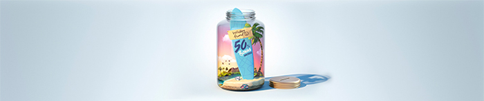 a jar with a surfboard in it
