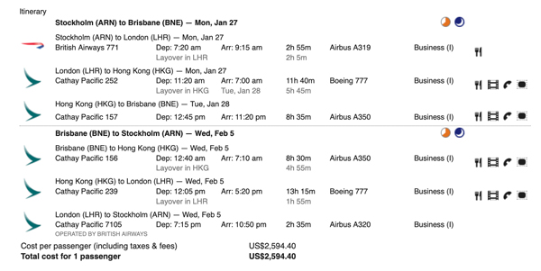 a screenshot of a plane schedule