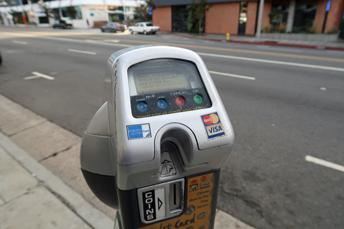 a parking meter on a street