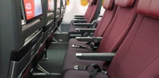 a row of seats in an airplane