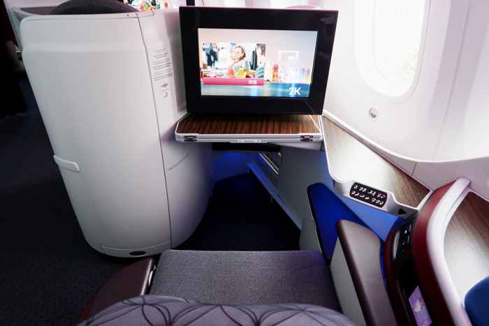 a tv on the side of a plane