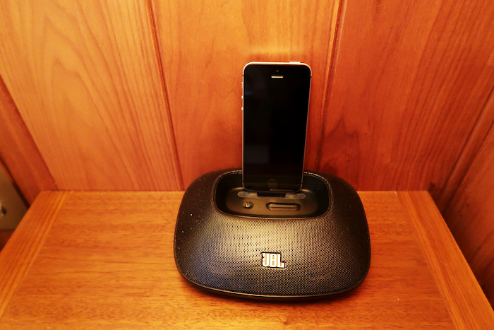 a phone on a speaker