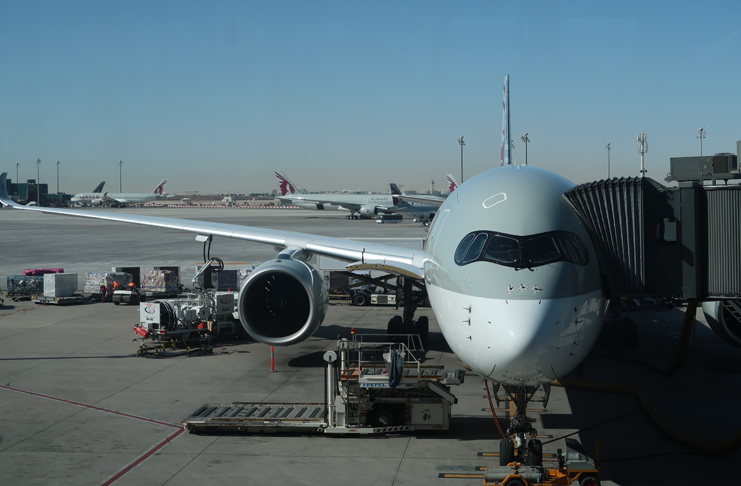 a plane parked at an airport