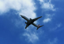 an airplane flying in the sky