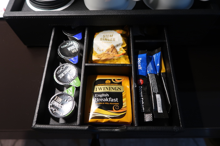 a tray with different types of tea in it