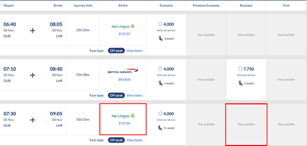 a screenshot of a flight schedule