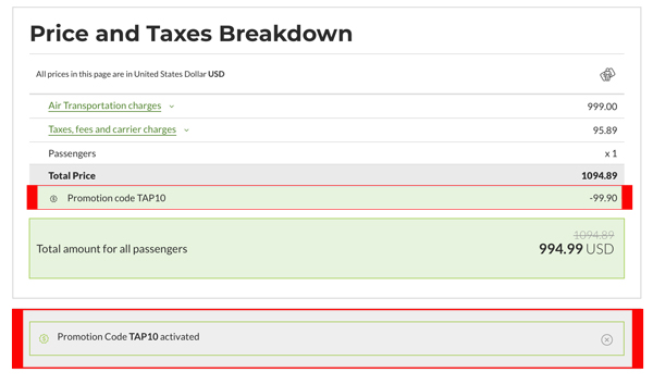 tap baggage charges