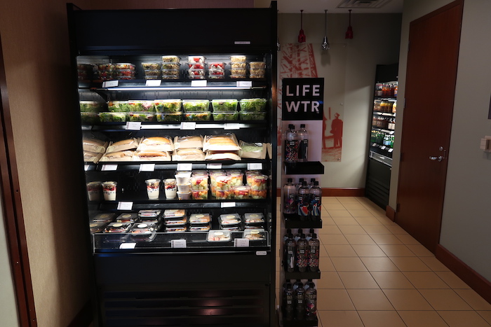 a display case with food in it