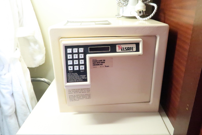 a white safe with a keypad on top