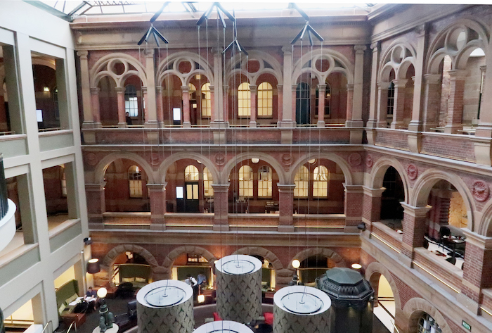 a building with many arches and a ceiling