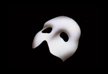 a white mask on a black background