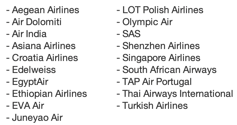 a list of airline flights