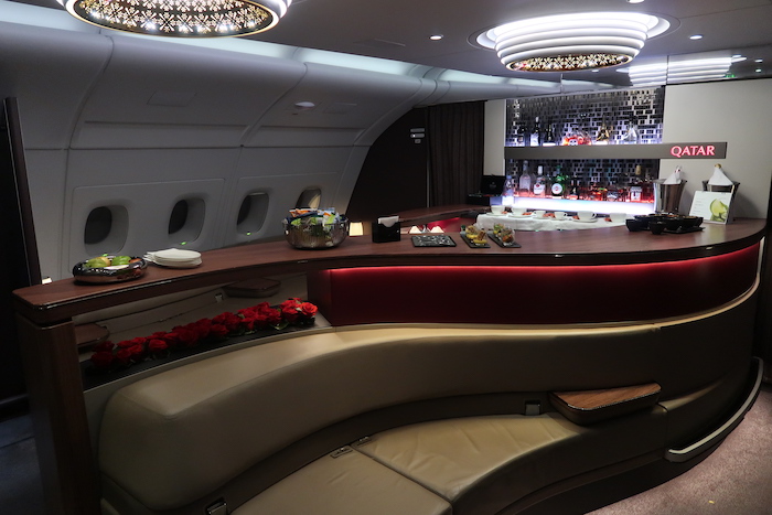a bar in an airplane