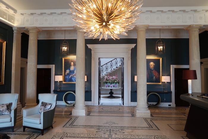 a chandelier in a room