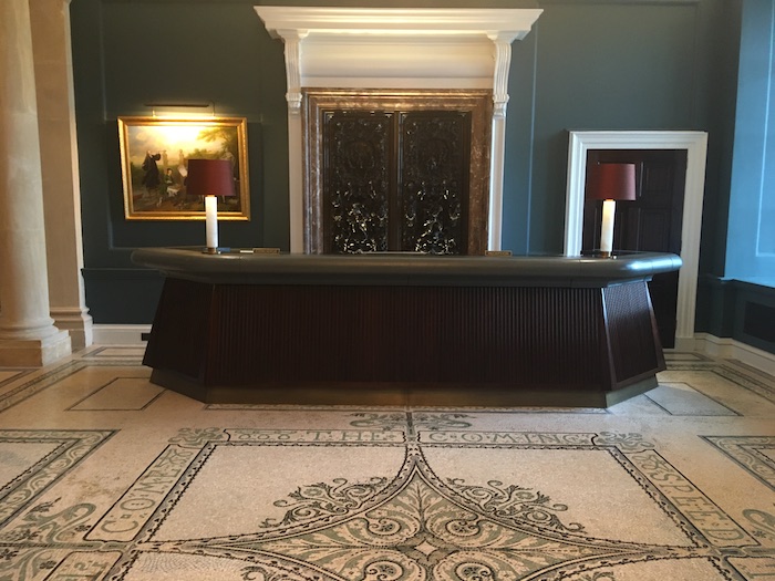 a reception desk in a room