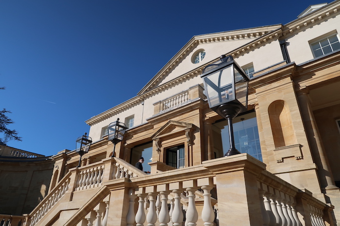 a building with a stone staircase