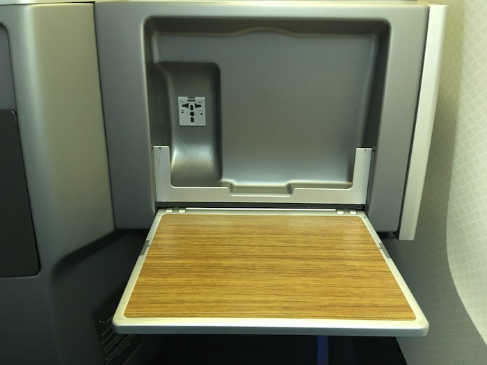 an open table on an airplane