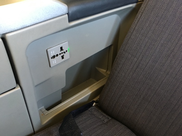 an outlet in an airplane