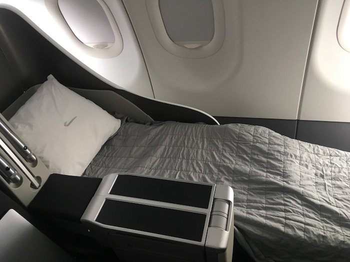 a bed in an airplane