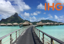 Bora Bora over water with huts on it