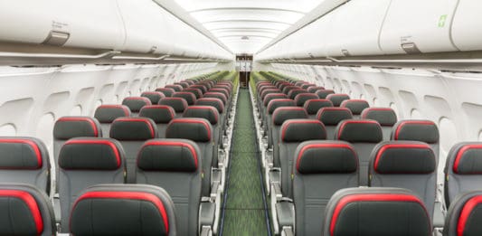rows of seats in an airplane