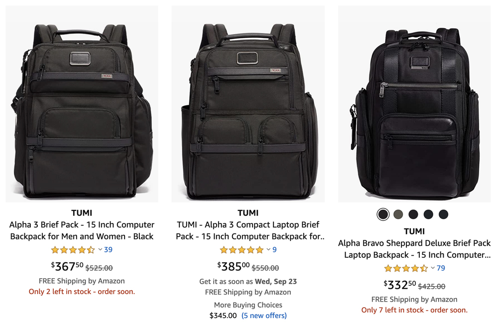 a collage of black backpacks