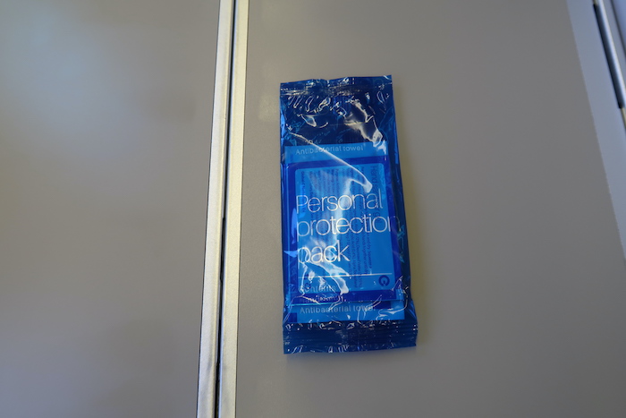 a blue package on a table