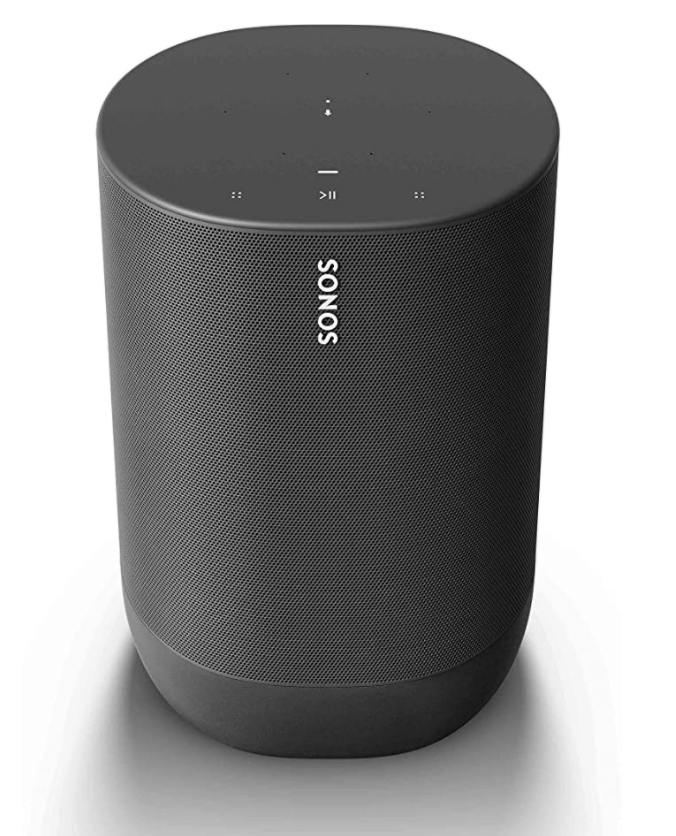 a black speaker with white text