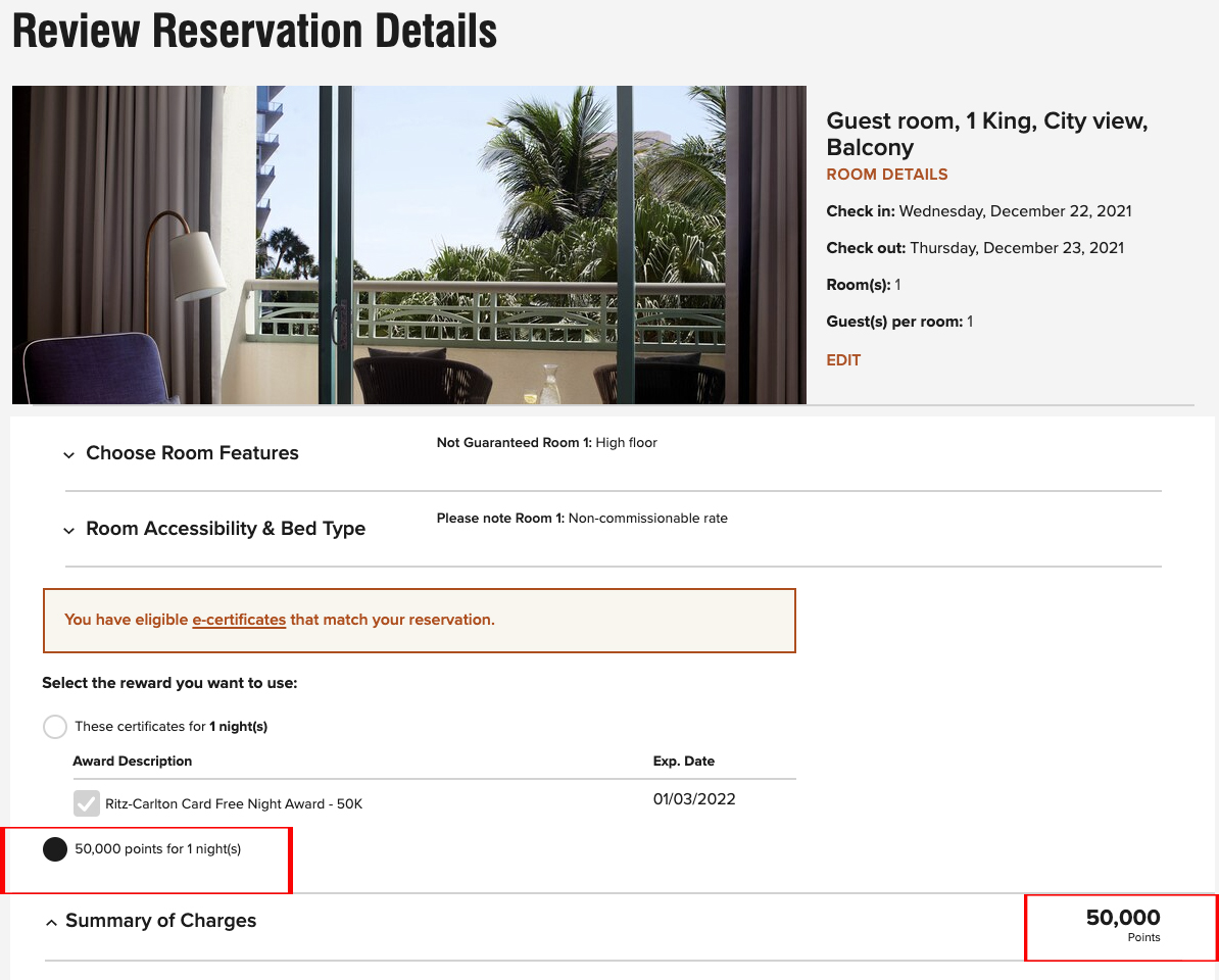a screenshot of a hotel reservation