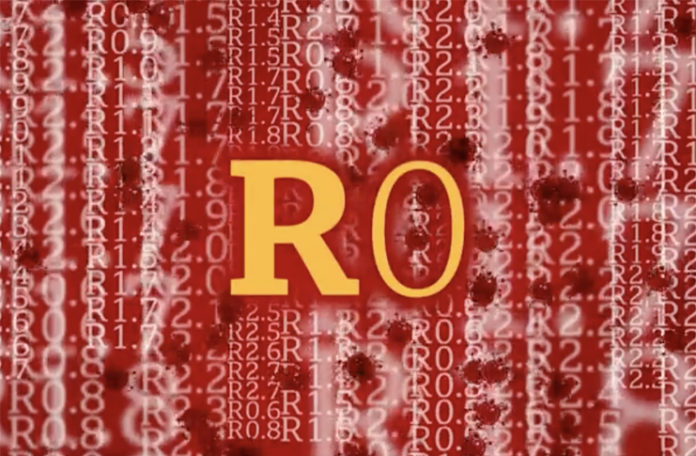 a red background with white numbers and a yellow letter