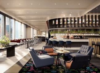 a room with chairs and tables