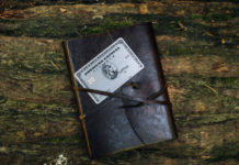 a card on a leather wallet